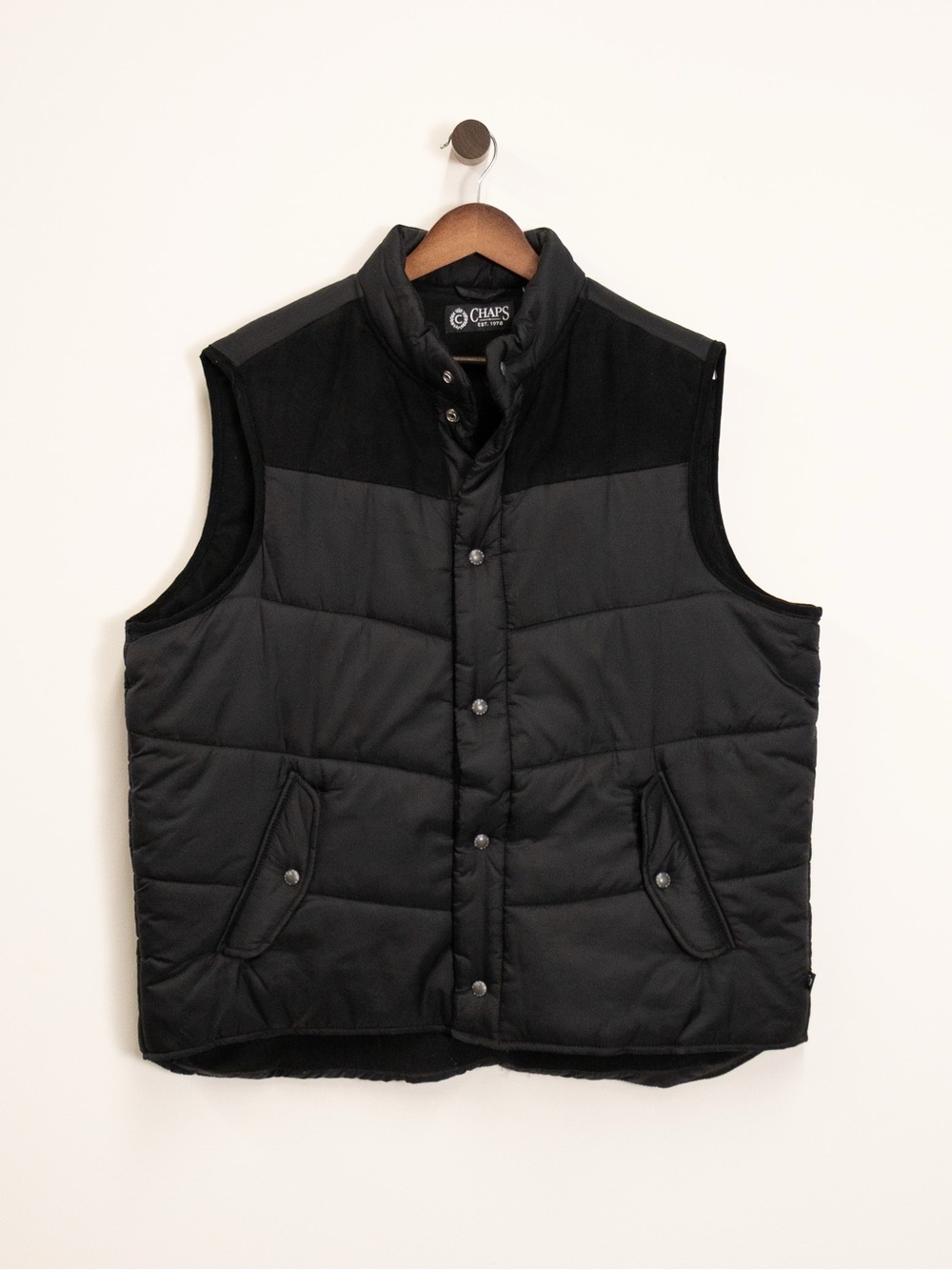 Chaps Black Quilted Puffer Vest — Men’s XL